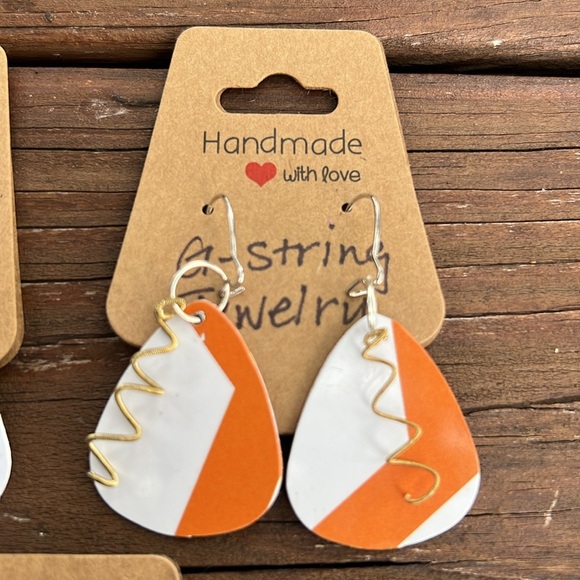 Handmade Recycled Guitar String Earrings - Picture 7 of 7